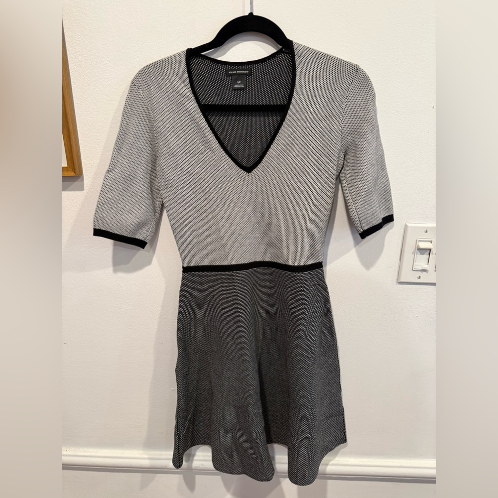 Club Monaco Black and Gray Knit Mini Dress